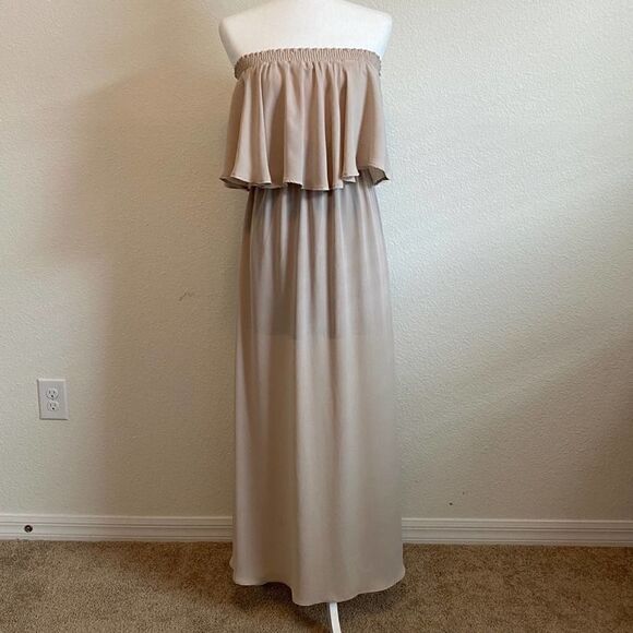 𝅺show me your Mumu Nude Hacienda Boho Convertible Bridesmaid Maxi Dress Small - Picture 7 of 13
